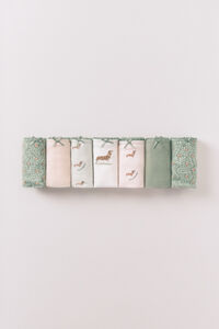 Women'secret 7-pack pink and green cotton classic panties