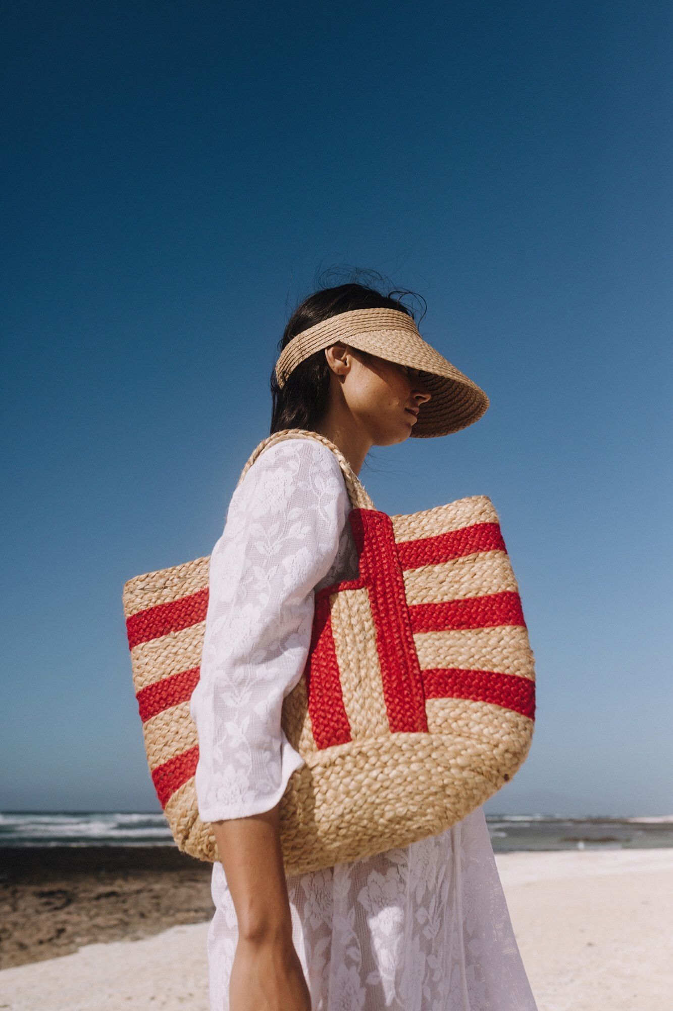 Textura Cesto de praia em folha de pluma