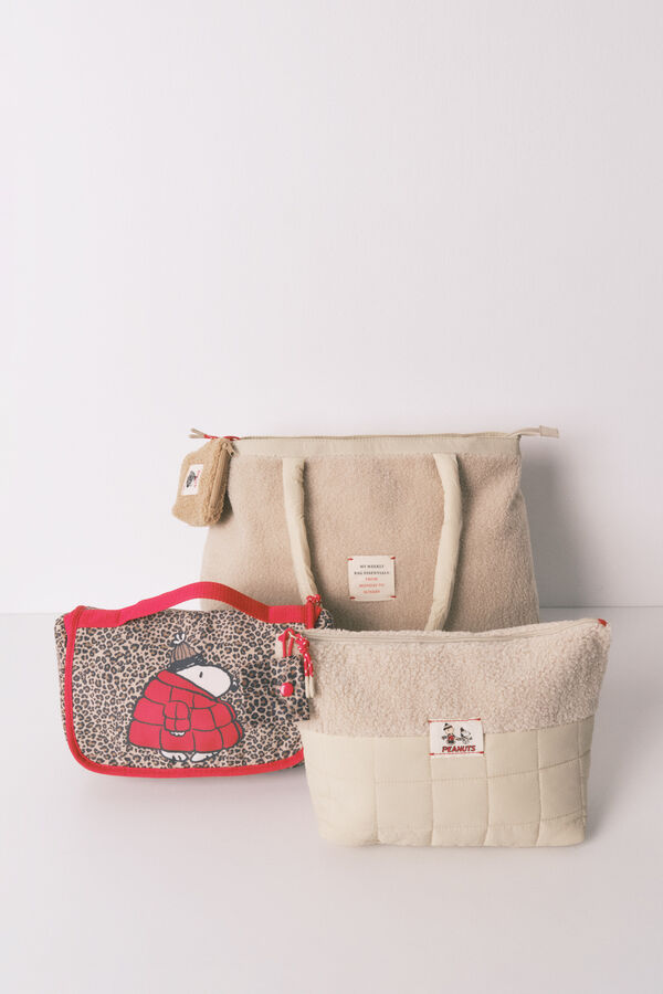 Women'secret Bolso grande acolchado beige Snoopy beige