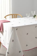 Textura Embroidered Christmas tablecloth white