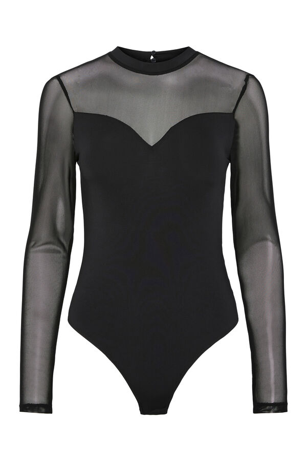 Pieces long sleeve bodysuit black