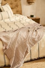 Calma House Plaid muslin fringed 120x180 grey