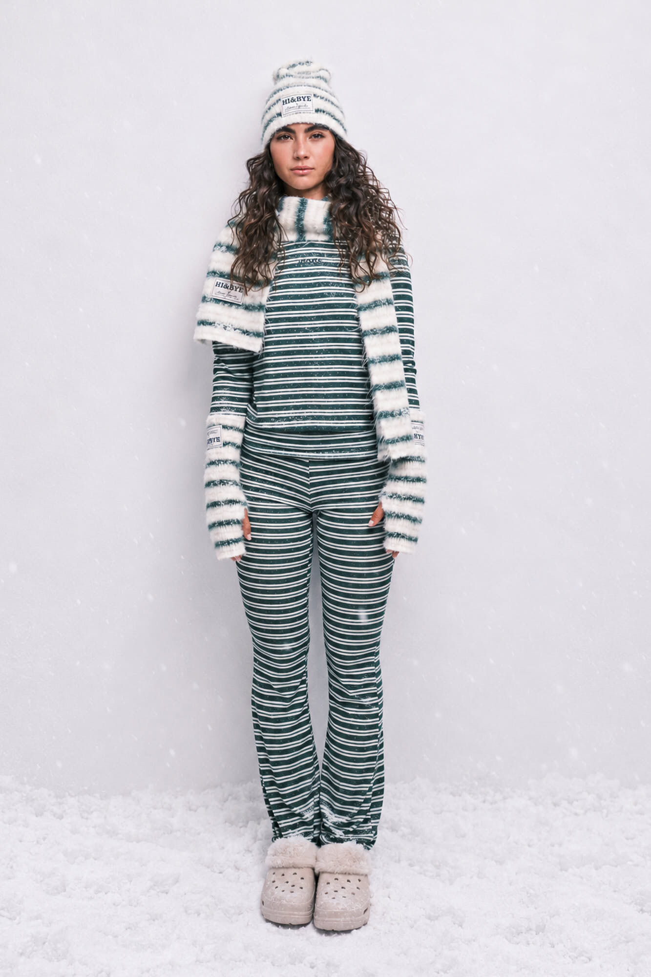 HI&BYE Green striped long pyjamas