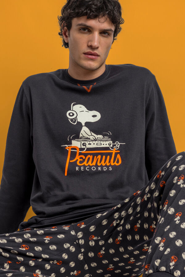 Admas Pijama largo estampado Snoopy para hombre gris