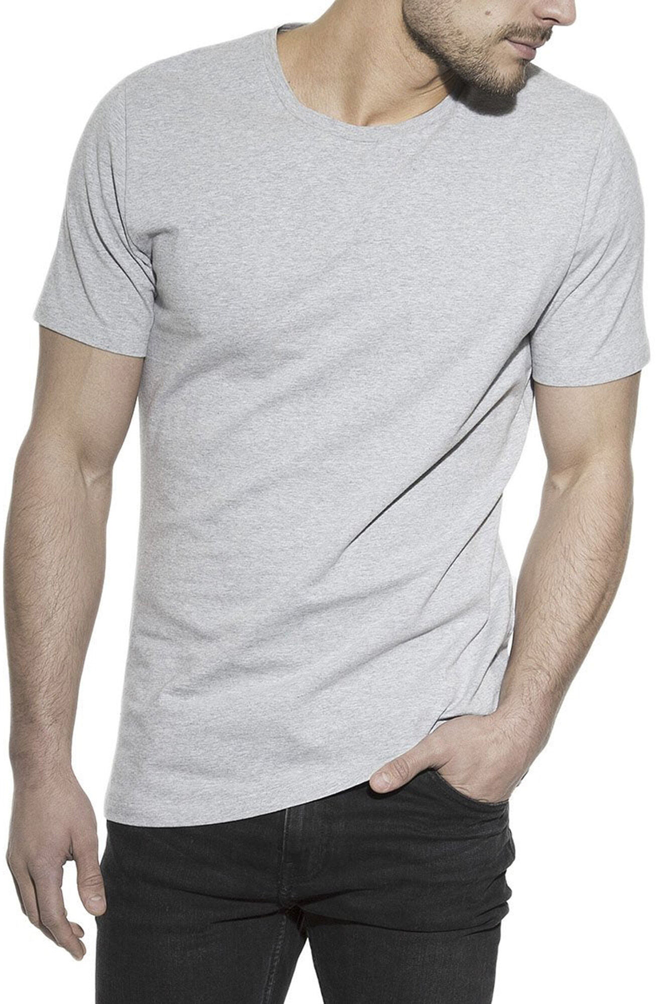 Bread & Boxers Pack 2 camisetas el&aacute;sticas cuello caja algod&oacute;n org&aacute;nico gris melange