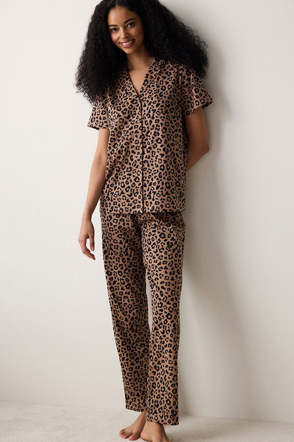Penti Long leopard classic pyjamas set Roze