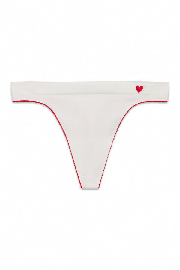 HI&BYE White ribbed seamless thong beige