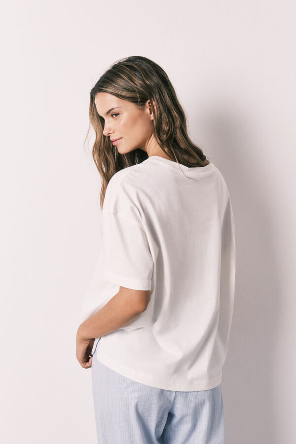 Women'secret White 100% cotton short sleeve T-shirt beige