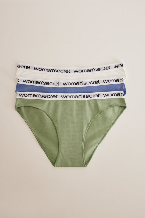Womensecret 3-pack logo cotton panties white