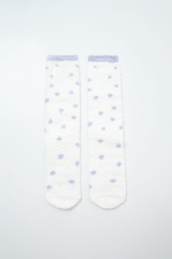 Women'secret Lilac polka-dots print long socks brown