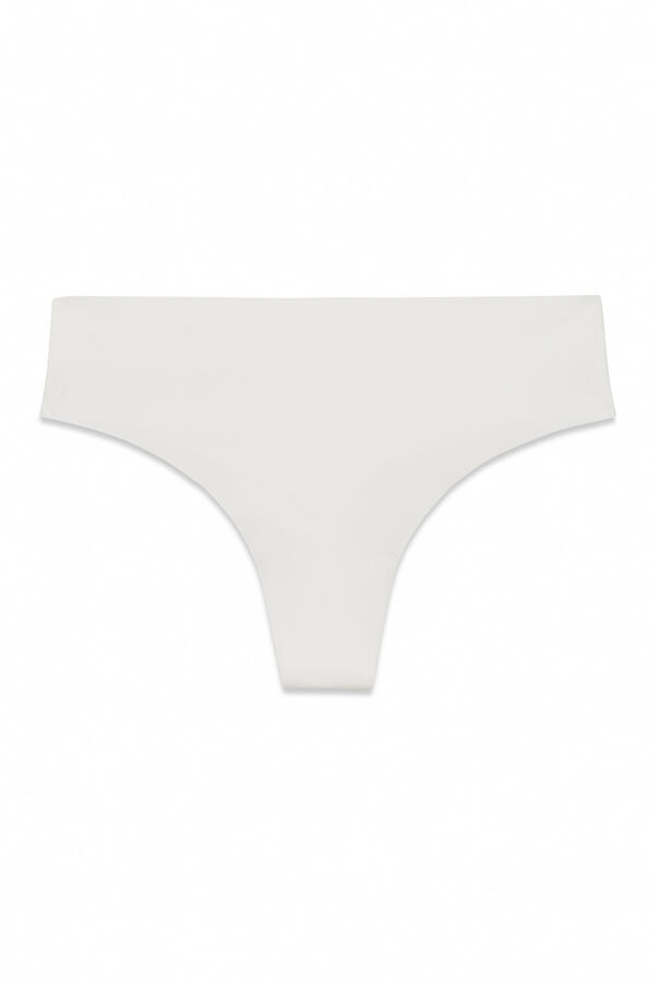 Women'secret Tanga clean cut de microfibra branca bege