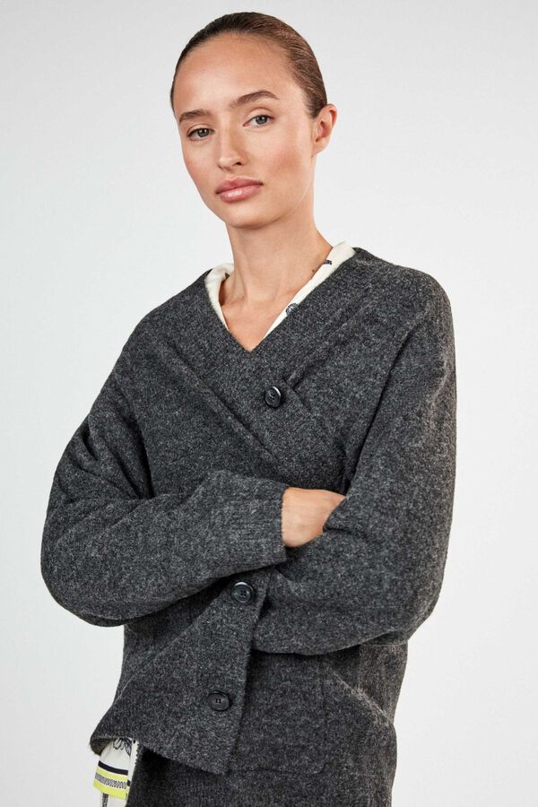 Gisela Long buttoned cardigan grey