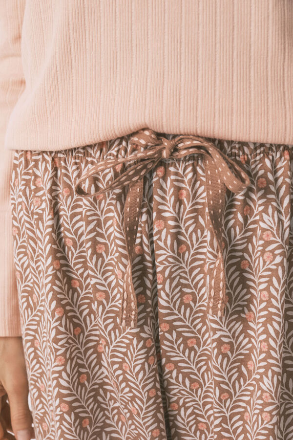 Women'secret Pink cotton floral print long pyjamas red