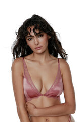 Black Limba Liora embroidered tulle and satin halterneck bra pink