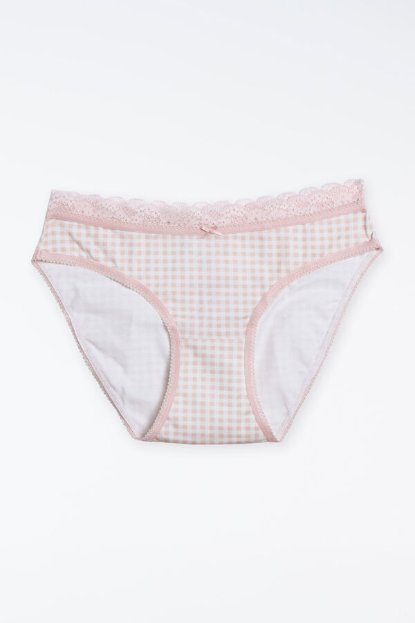 Womensecret Cotton gingham print maternity panty rózsaszín