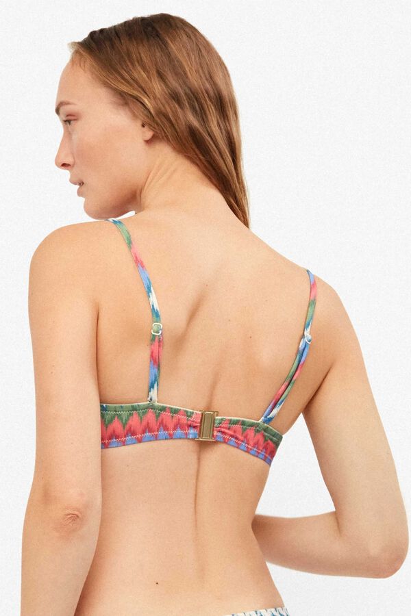 Gisela Bandeau-Bikinitop mit Zickzack-Print Wei&szlig;
