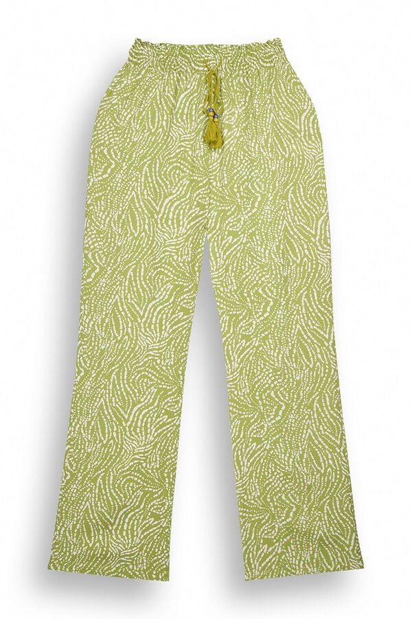 Womensecret Green ethnic print trousers  green