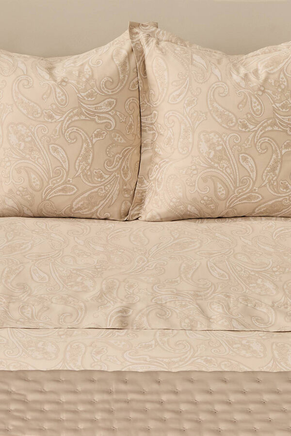 Textura Funda n&oacute;rdica de sat&eacute;n estampada kaki