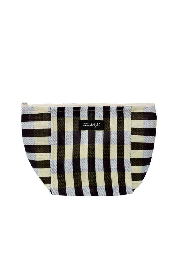 Mr. Wonderful Black and white vanity case with zip fastening printed
