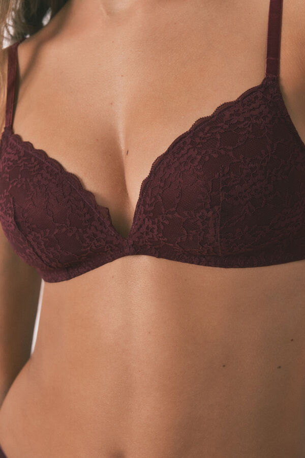 Women'secret LOVELY burgundy lace triangle bra red