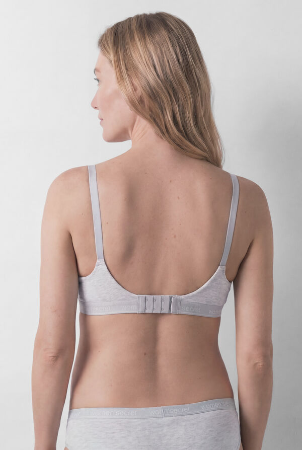 Women'secret Grey ribbed cotton maternity bra grey