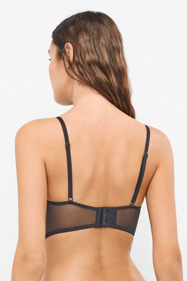 Gisela Bustier bordado floral negro