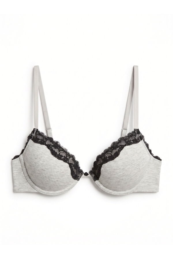 Women'secret Grey cotton padded classic bra BEAUTIFUL grey