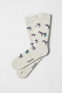 Besocks Meias altas de zebras em algod&atilde;o org&acirc;nico