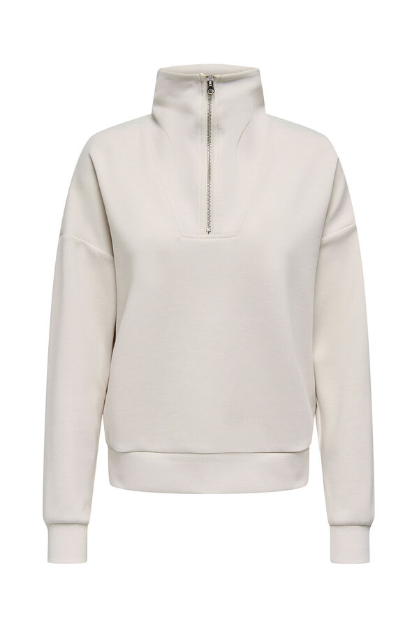Only Play Sudadera zip cuello alto gris
