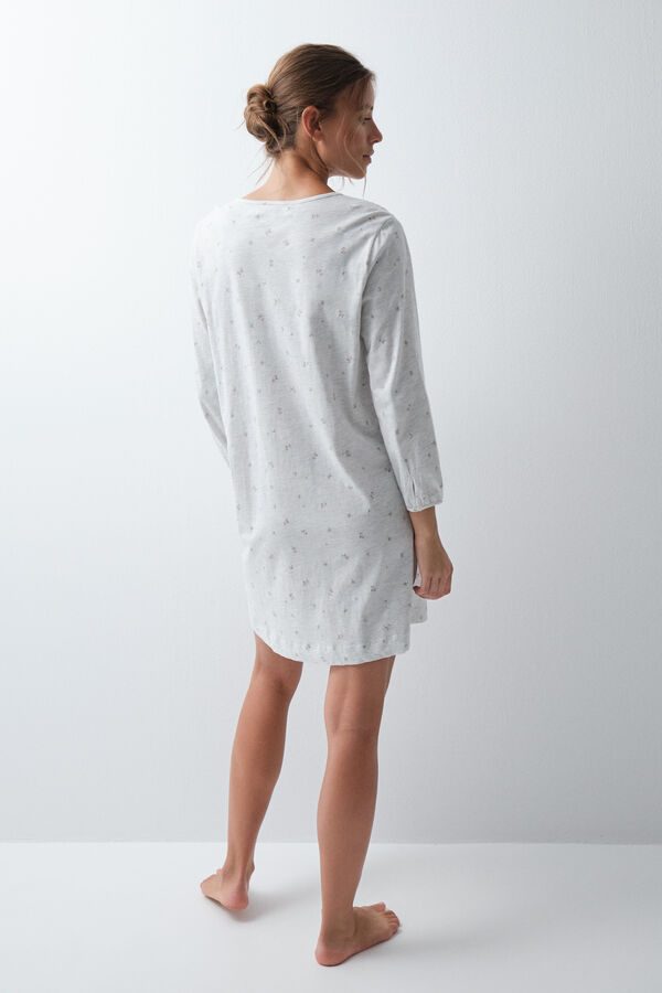 Women'secret Nuisette courte en coton &agrave; fleurs gris