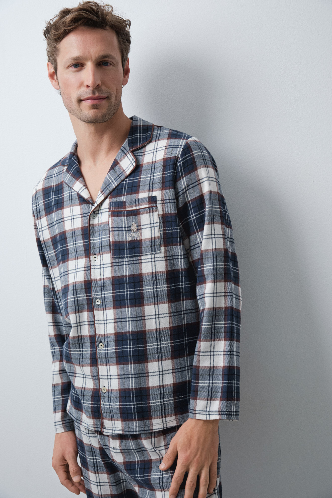 Women'secret Blue plaid men's classic pyjamas