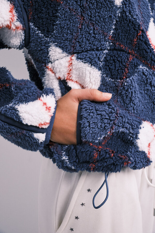 HI&BYE Navy faux shearling heart jacket blue