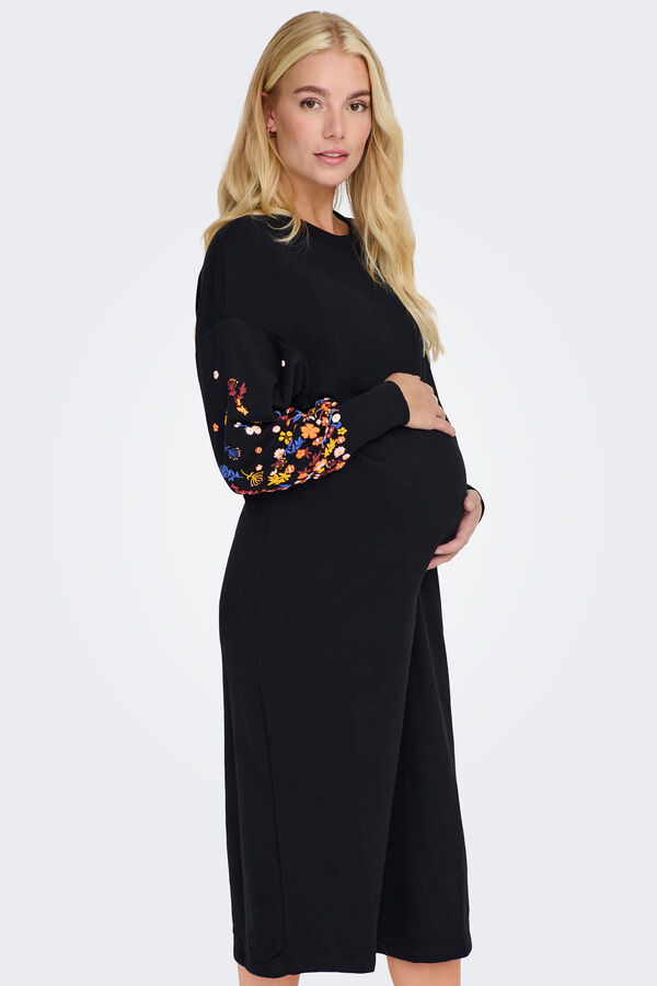 Womensecret Sporty embroidered maternity dress Crna
