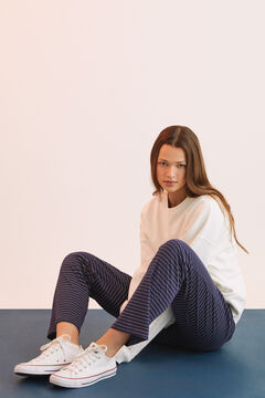 Womensecret Striped print 100% cotton long pyjama bottoms blue