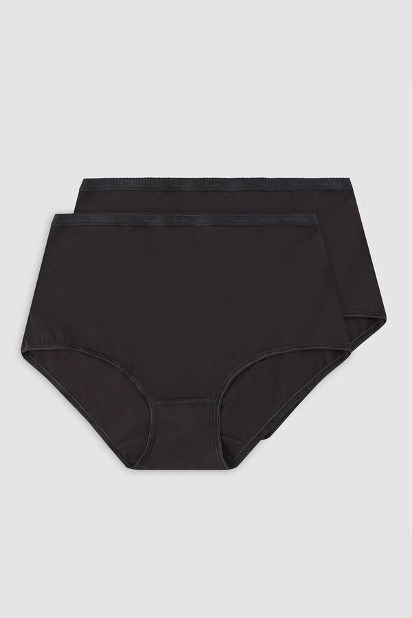 Playtex Pack de 2 bragas altas de algod&oacute;n org&aacute;nico negro