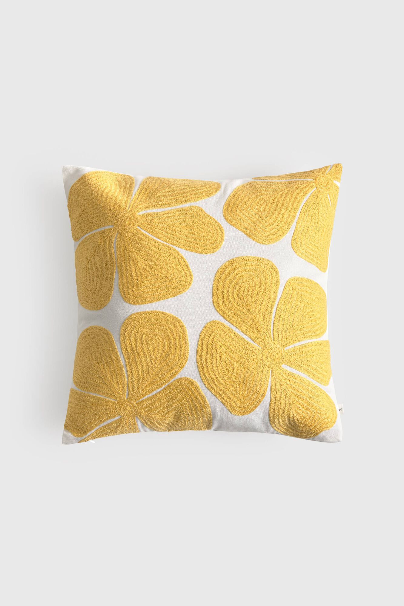 Textura Capa de almofada em algod&atilde;o com flores bordadas