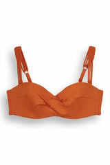 Womensecret Bikini-Top Streifen überkreuzt Orange Rot