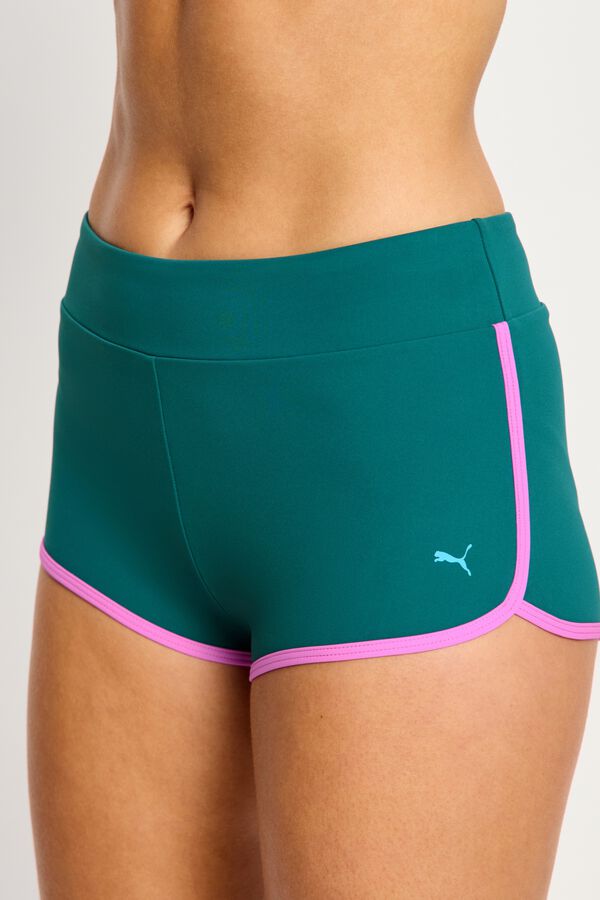 Modibodi Green super flow menstrual swimwear shorts PUMA beige
