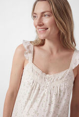 Women'secret Floral ruffle strap maternity nightgown beige
