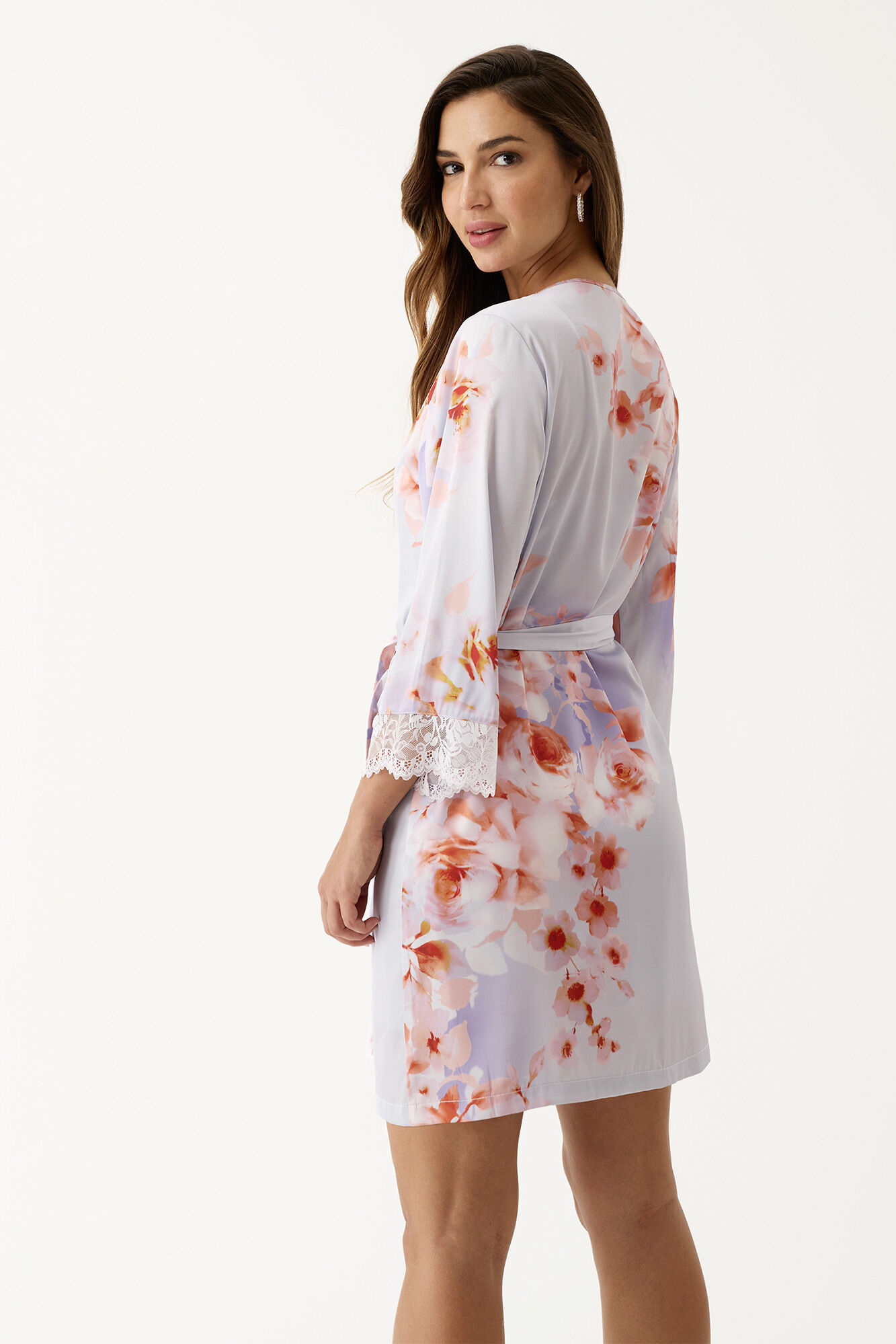 Promise Robe quimono curta de lingerie floral
