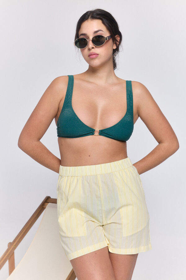 Pieces Bikini top nylon con glitter verde