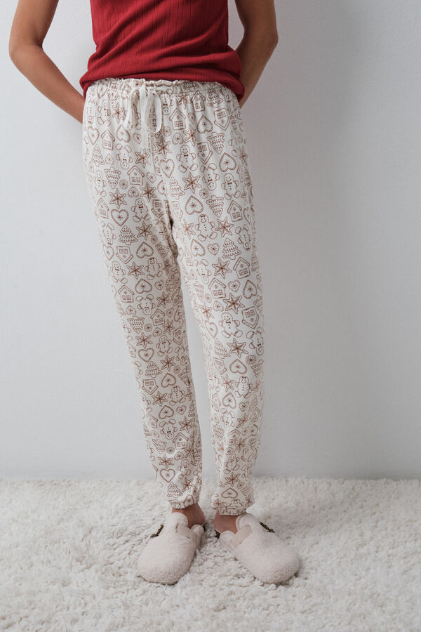 Women'secret Christmas skinny pyjamas trousers nude