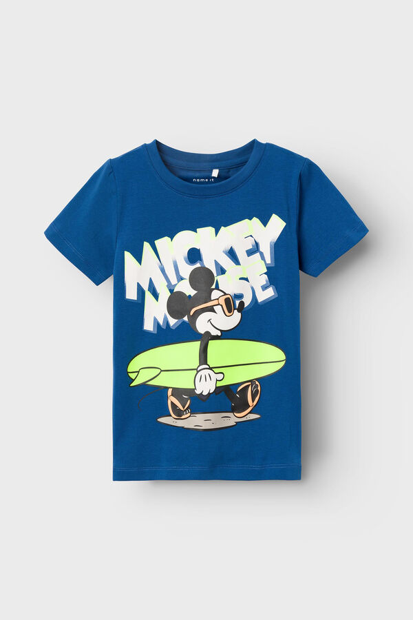 Womensecret Boys' short-sleeved Mickey Mouse T-shirt bleu