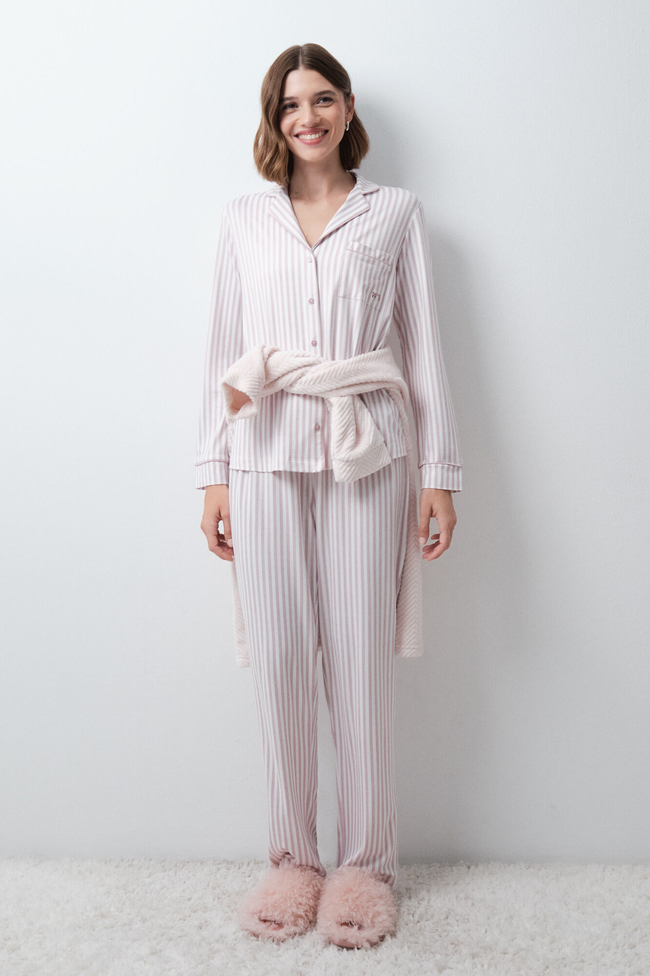 Women'secret Pink striped classic pyjamas