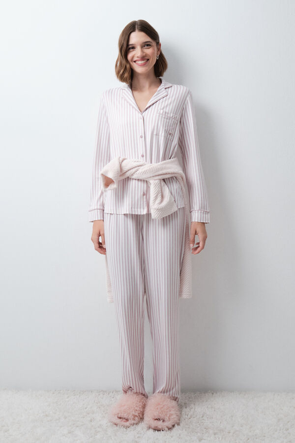 Women'secret Pink striped classic pyjamas pink
