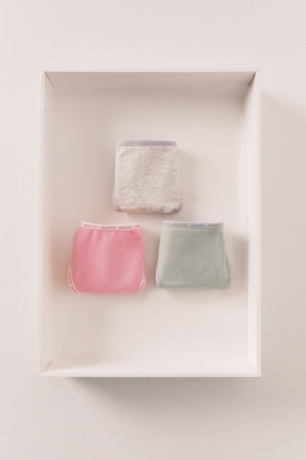 HI&BYE Green, pink and dark pink 3-pack thongs white