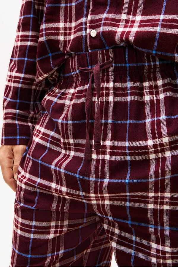Tommy Hilfiger Pijama Franela a cuadros burdeos