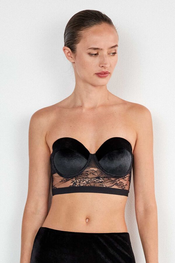 Gisela Lace and velvet bustier black