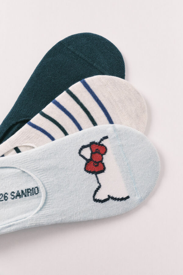 Women'secret Lot de 3 chaussettes imprim&eacute;es Hello Kitty vertes imprim&eacute;