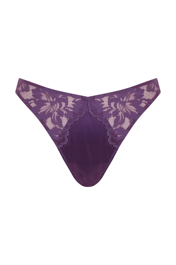 Purple strappy lace tanga